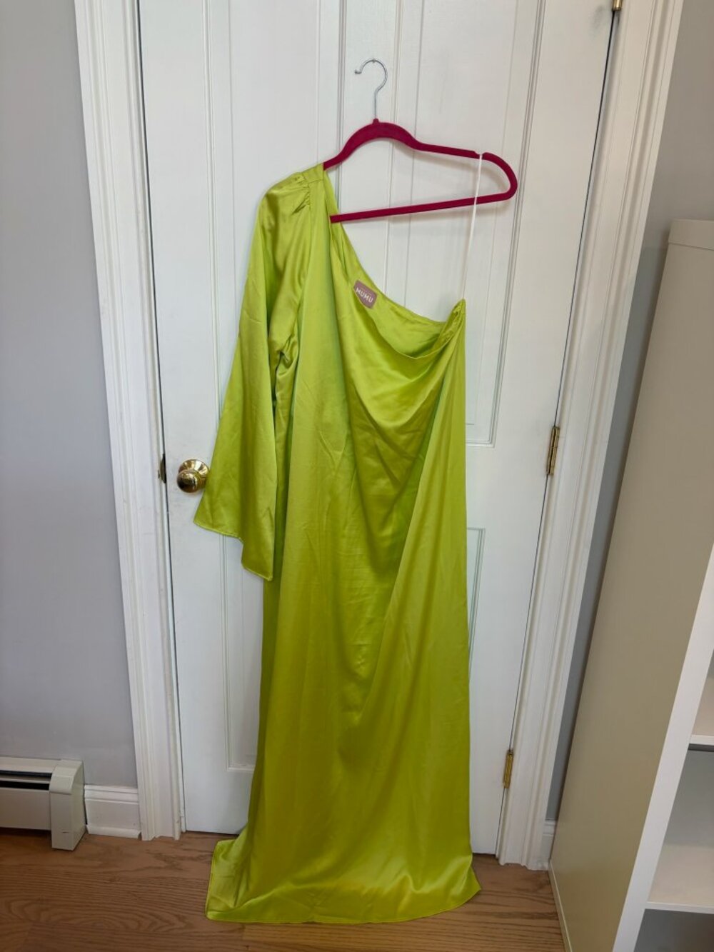 Show Me Your Mumu Rhea One Shoulder Dress-Kiwi Luxe Satin